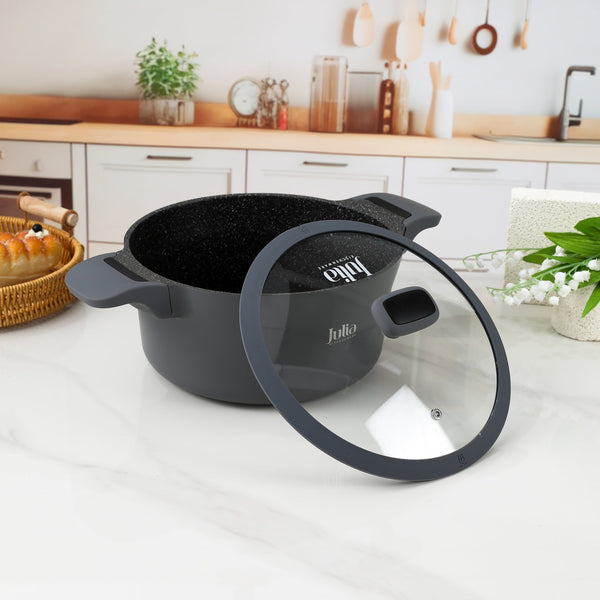 قدر إليت إدج  مع غطاء قياس 24 سم - رمادى