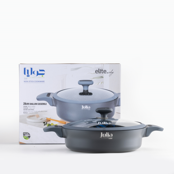 قدر إليت إدج  مع غطاء قياس 28 سم - رمادى