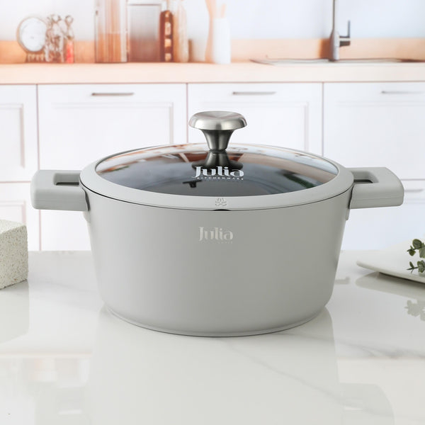 قدر إليت لوكس مع غطاء قياس 28سم - رمادي