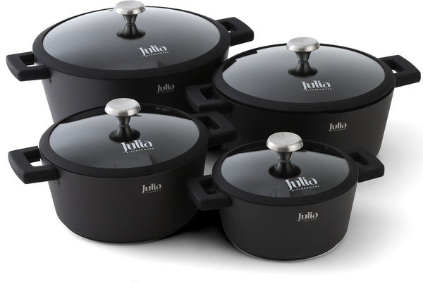 طقم أواني طهي إليت إلي، 8 قطع - أسود