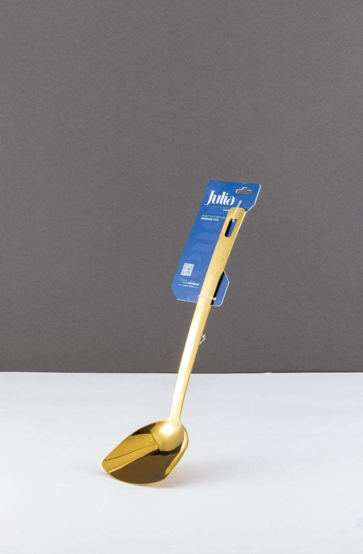 ملعقة مسطحة عريضة ستانلس ستيل - بمقبض طويل - ذهبي