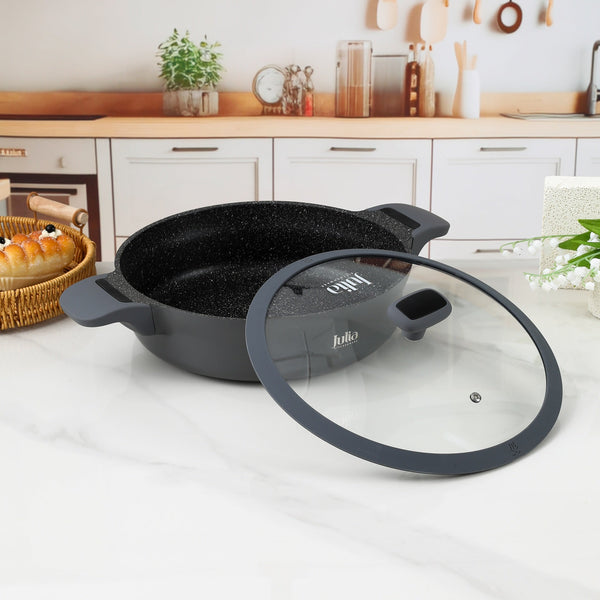 قدر إيليت إدج ضحل مع غطاء 28 سم - رمادى