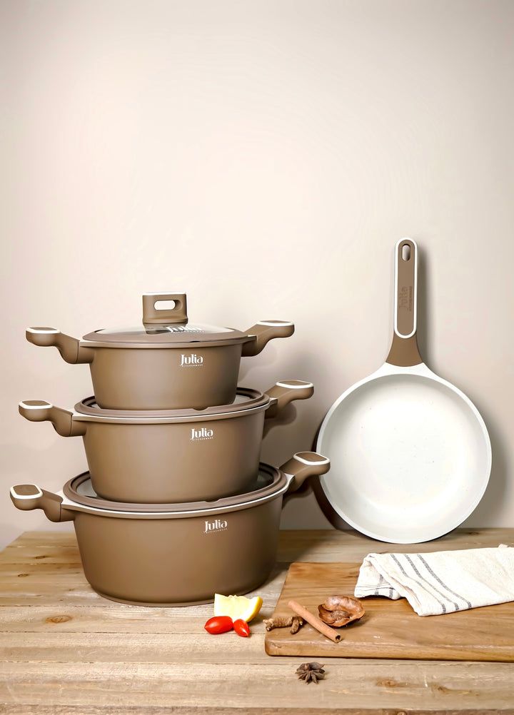 طقم أواني طبخ إيليت-بروف 7 قطع - بني