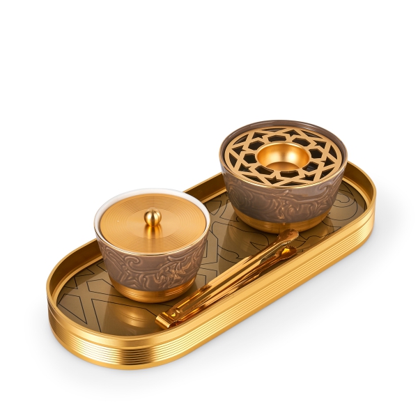 Incense Burner With Elegant Design Of 4 Pieces From Majlis - Brown