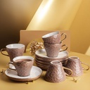 Tea Porcelain Set 12 Pcs From Crown - Brown