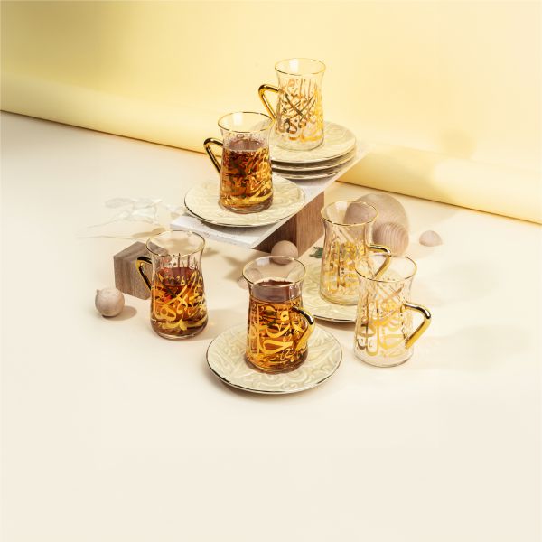 Tea Glass Set 12 Pcs From Diwan -  Ivory