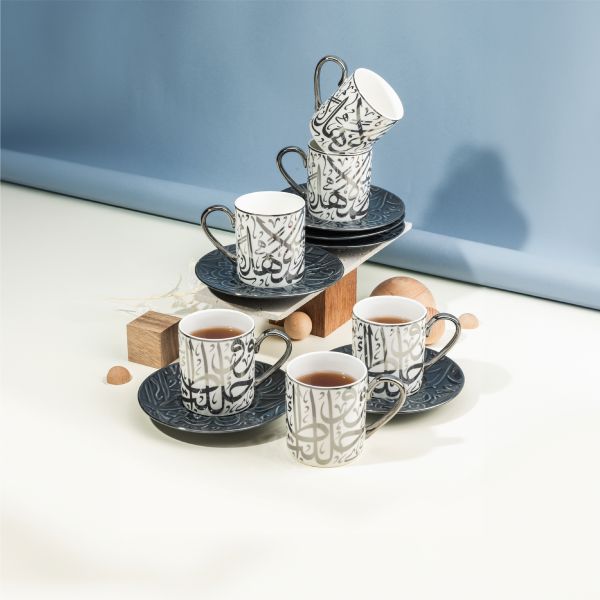 Porcelain Tea Cups 12 pcs From Diwan -  Blue