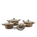 Nonstick Cookware Set, 8 pieces-Brown